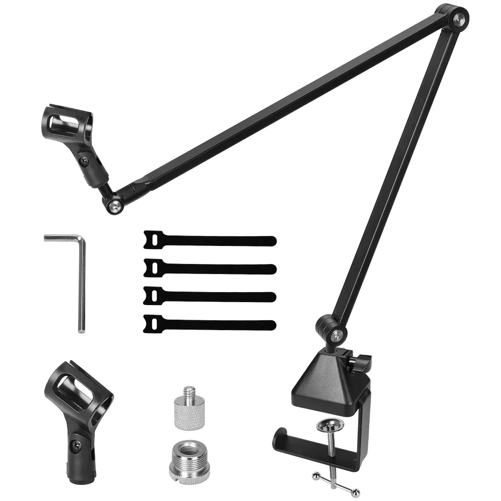 

Flexible Arm Stand Suspension Mic Stand With 1/4" 3/8'' 5/8'' Screw Clamp Tabletop Stand For Podcasting/Light/Blue Yeti Nano/Web