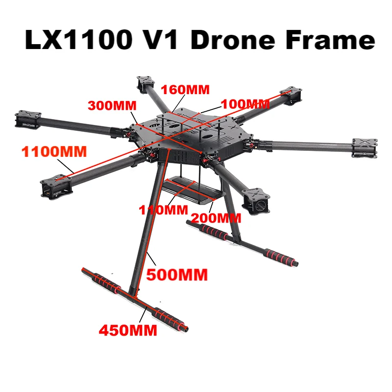 ตัวเลือกสินค้า โครงสร้างโดรน FPV คาร์บอน 1100 มม. พร้อม ESC และชุดควบคุม
