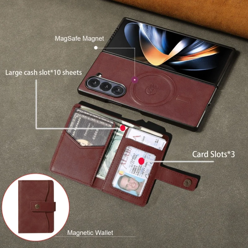 MagSafe Wireless Charging Wallet Card Phone Case For Samsung Galaxy Z Fold 7 6 5 4 3 Fold7 Fold6 Fold5 Flip Purse Holder Cover | Gaffar India