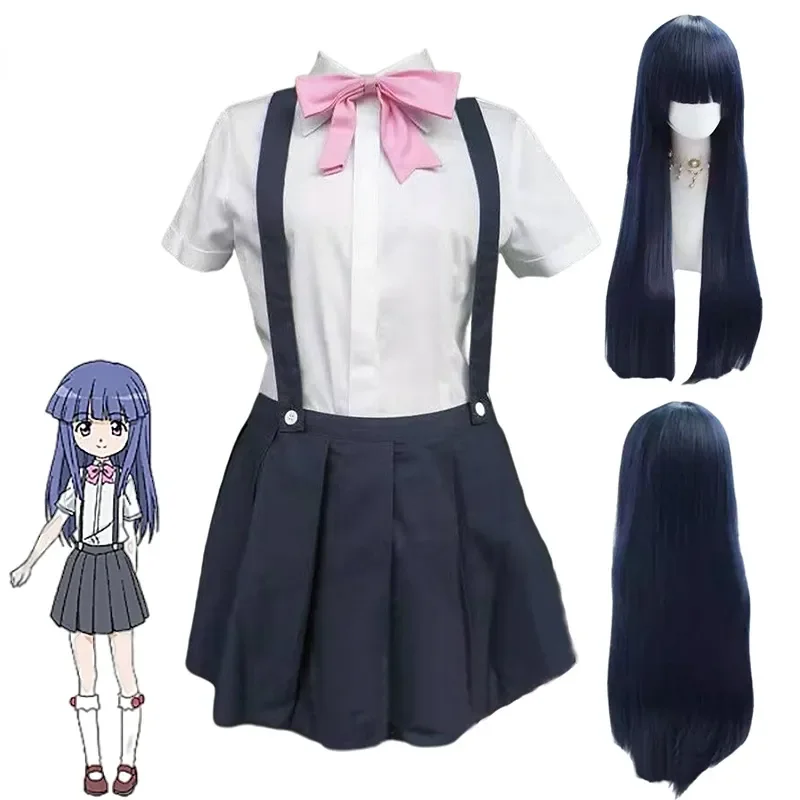 

Anime Higurashi No Naku Koro Ni Rika Furude Cosplay Costume Girls Cosplay Uniform Wigs for Women Girls Halloween Party