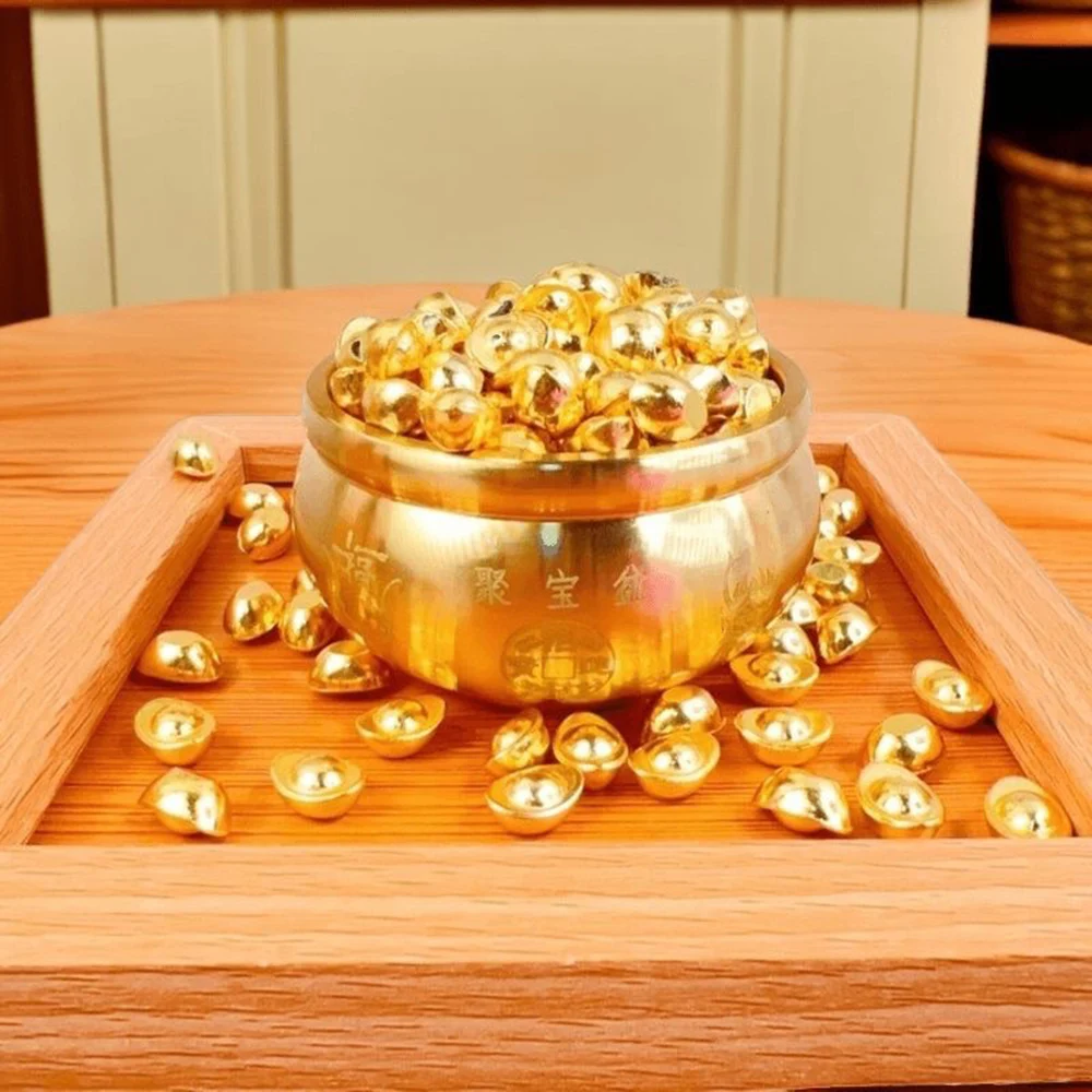 100 Stücke Mini Gold Dollar Miniatur Mini Goldbarren Ornamente Wohnkultur Puppenhaus Dekor Zubehör Chinesische Feng Shui Ornament – Detail 1