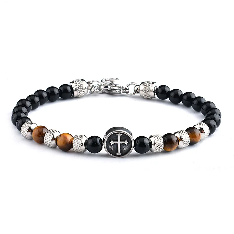 Stainless Steel Tiger Eye Stone Men Bracelet