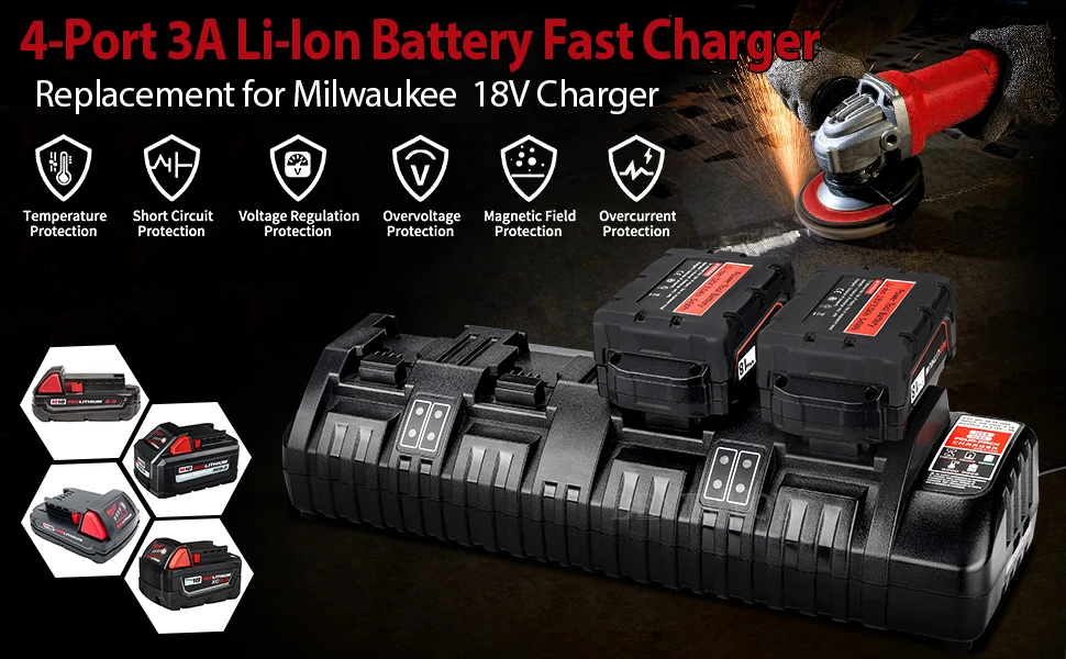 Beytvyow Battery Charger Replacement for Milwaukee M18 14.4V-18V Li-Ion Battery