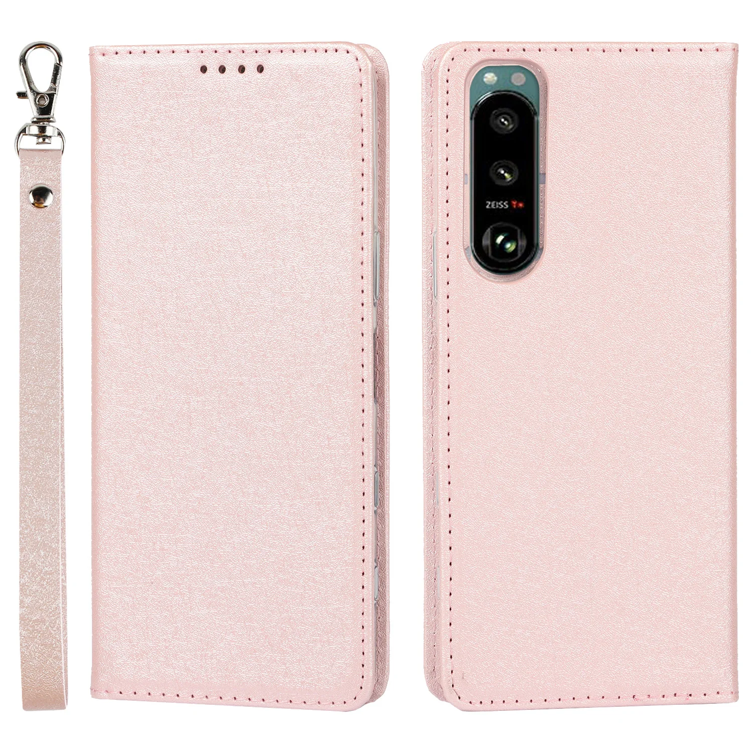 Luxurious Silk Style PU Leather Flip Case with Magnetic Closure and Frosted Touch