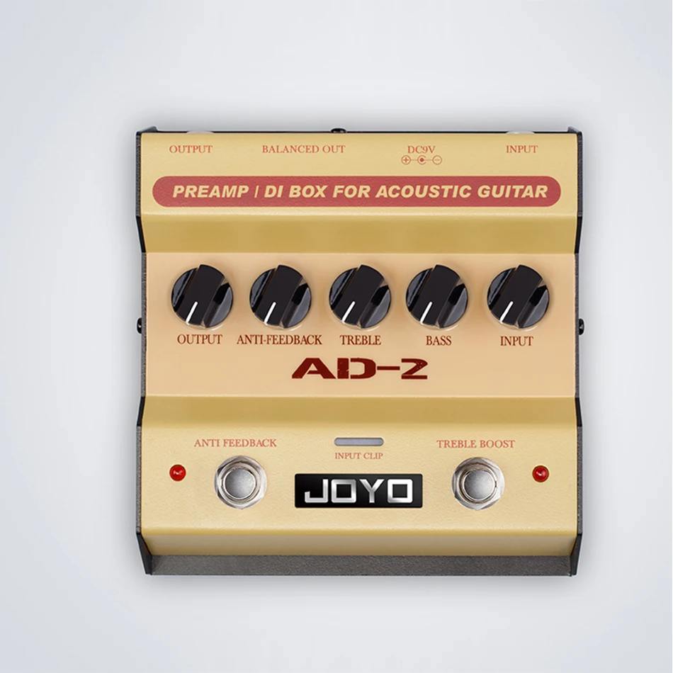 

JOYO AD-2 Portable Acoustic Guitar Pedal Preamp DI Box High Sensitivity 2 Stage EQ Adjustment Knobs Effect Guitar Pedals Parts