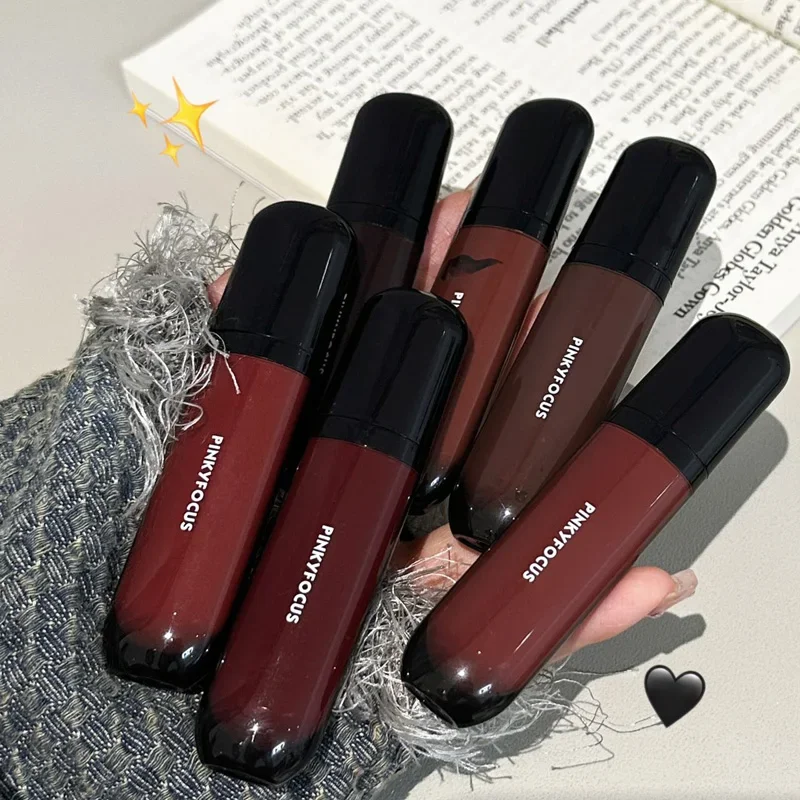 Red Brown Mirror Lip Glaze Water Light Moisturizing Non-stick Cup Highly Pigmented Red Liquid Lipstick Lip Tint Makeup Cosmetics
