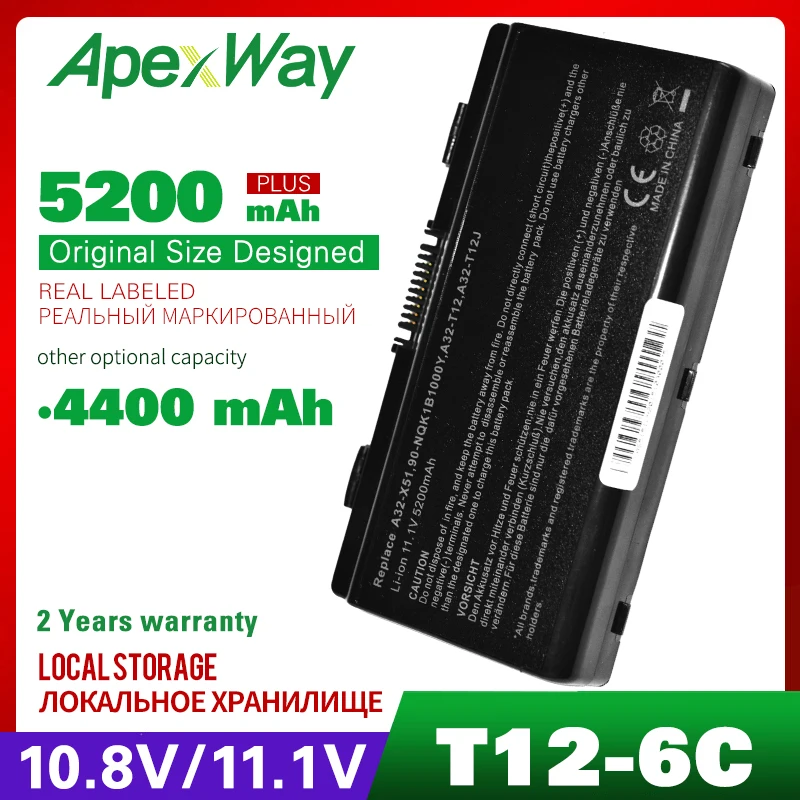 

Apexway A32-X51 A32-T12 Laptop Battery for ASUS X51 X51C X51RL X51H X51L X51R X51RL T12J XT12 X58 X58C X58L T12B T12C T12ER