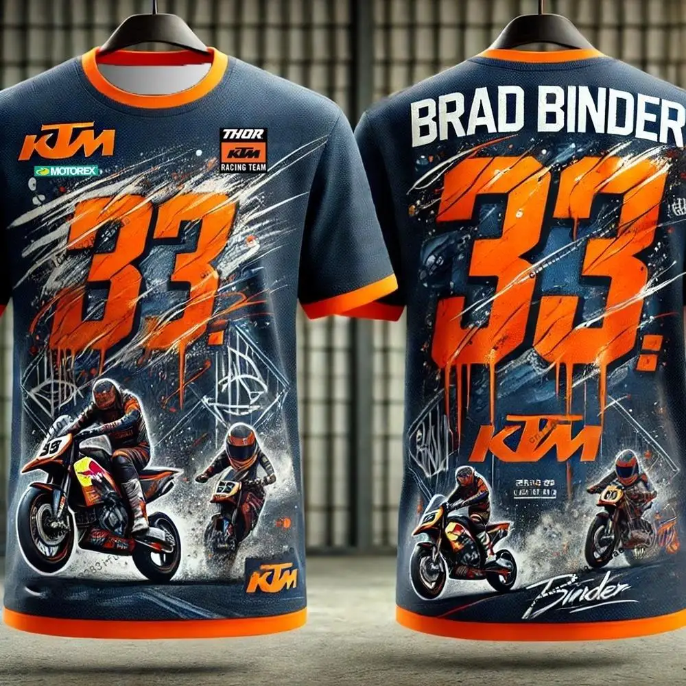 TECH3 2026 여름 모토렉스 모토GP KTM 바인더 33 MX 저지 모토렉스 글로우 33 레이싱 그랑프리 WP 캐주얼 티셔츠 MXGA 성인용
