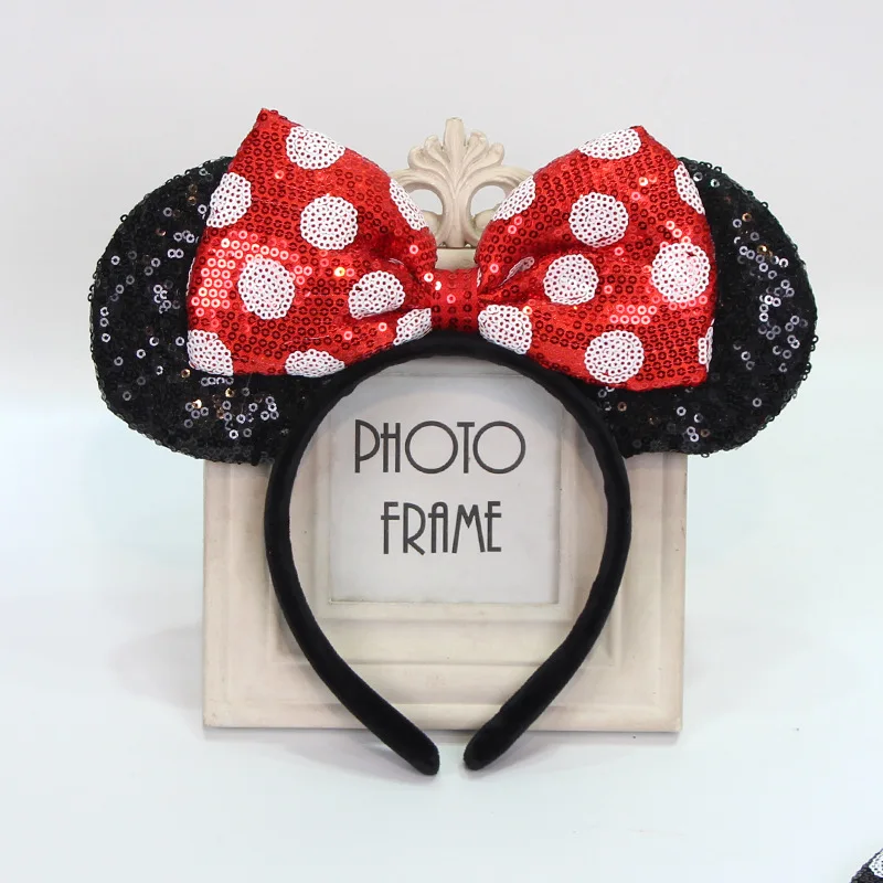 Disney Bow Round Ears Hair Hoop Cartoon Amusement Park Headpiece Hair Clip Hoop Wave Light up Film