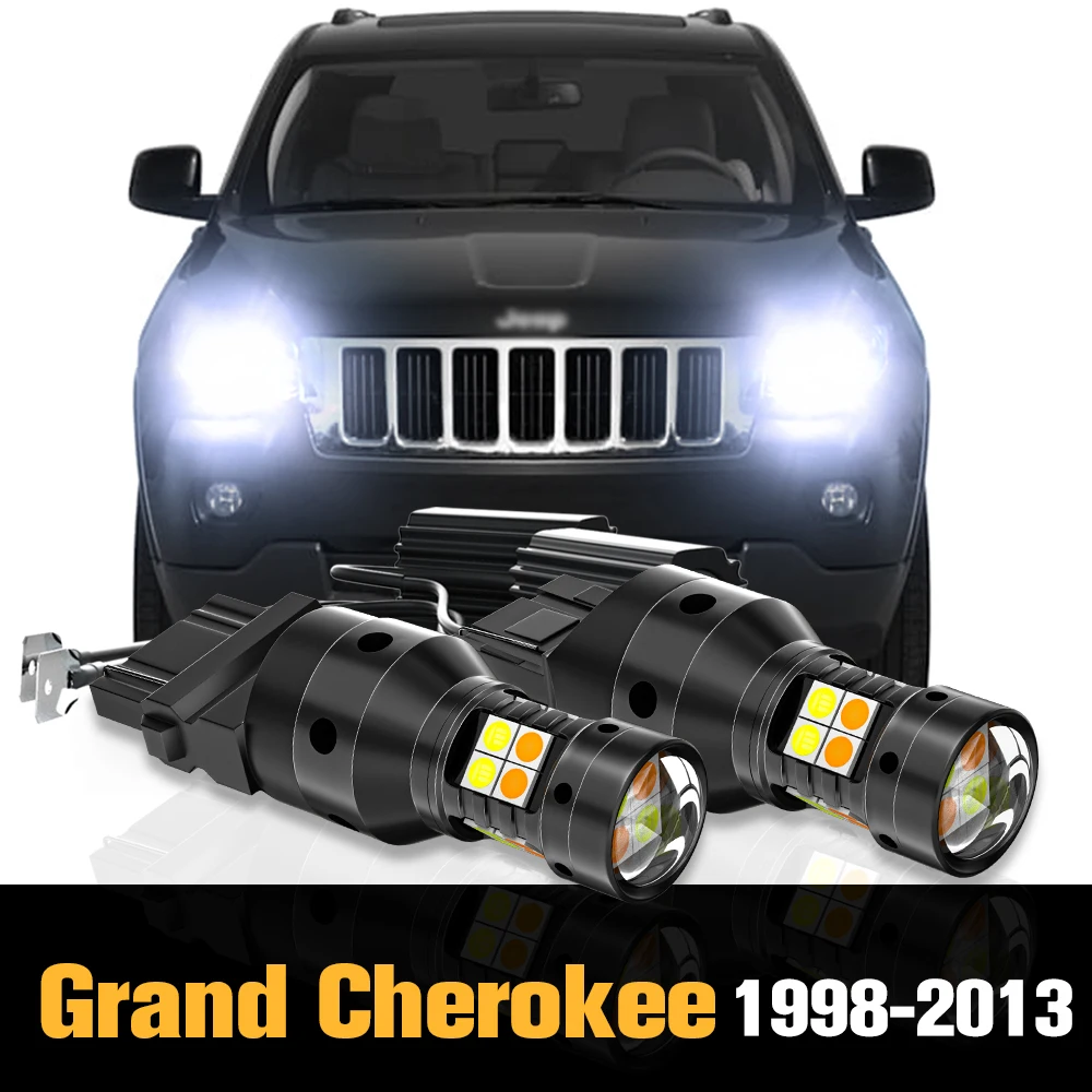 2x Canbus LED Dual Mode Turn Signal Daytime Running Light DRL Accessories For Jeep Grand Cherokee 1998 2013 2005 2006 2010 2011