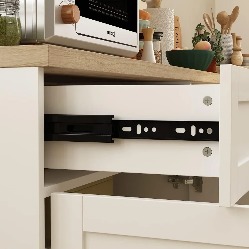 Sideboard,Wall-Mounted Kitchen Pantry with Doors, Drawers & Adjustable Shelves, Kitchen Cupboard Storage Cabinet for Living Room 4