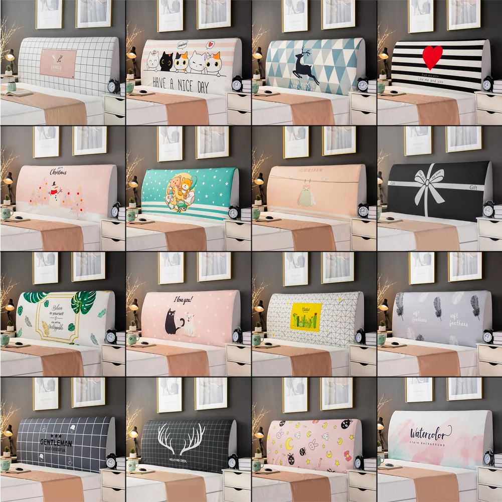 Bed Headboard Cover Printed Elastic All-inclusive Bed Head Cover Washable Universal Size For Home Hotel Banquet