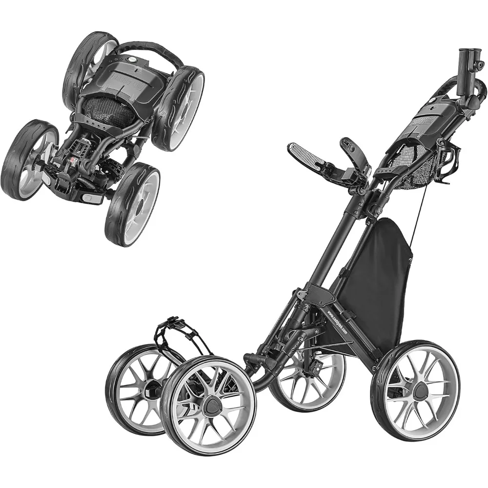 4 Wheel Golf Push Cart-One Version 8 1-Click Folding Trolley-Lightweight, Compact Pull Caddy Cart, Easy to Open
