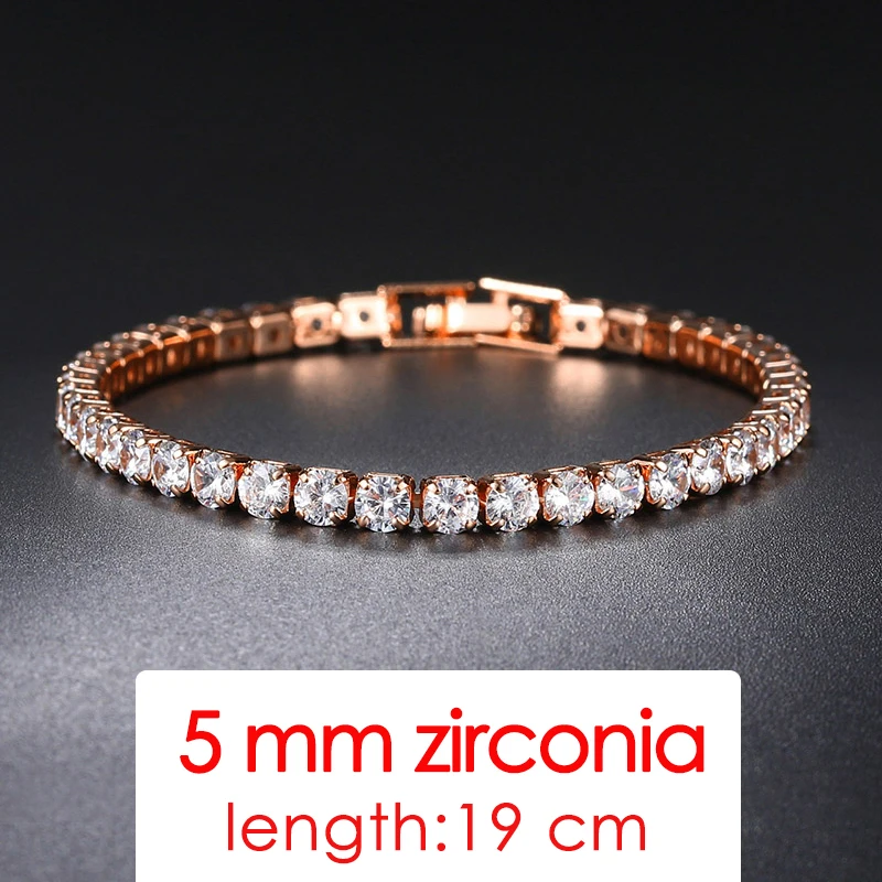 Rose Gold Cubic Zirconia Tennis Bracelet - Elegant Fashion Jewelry Gift