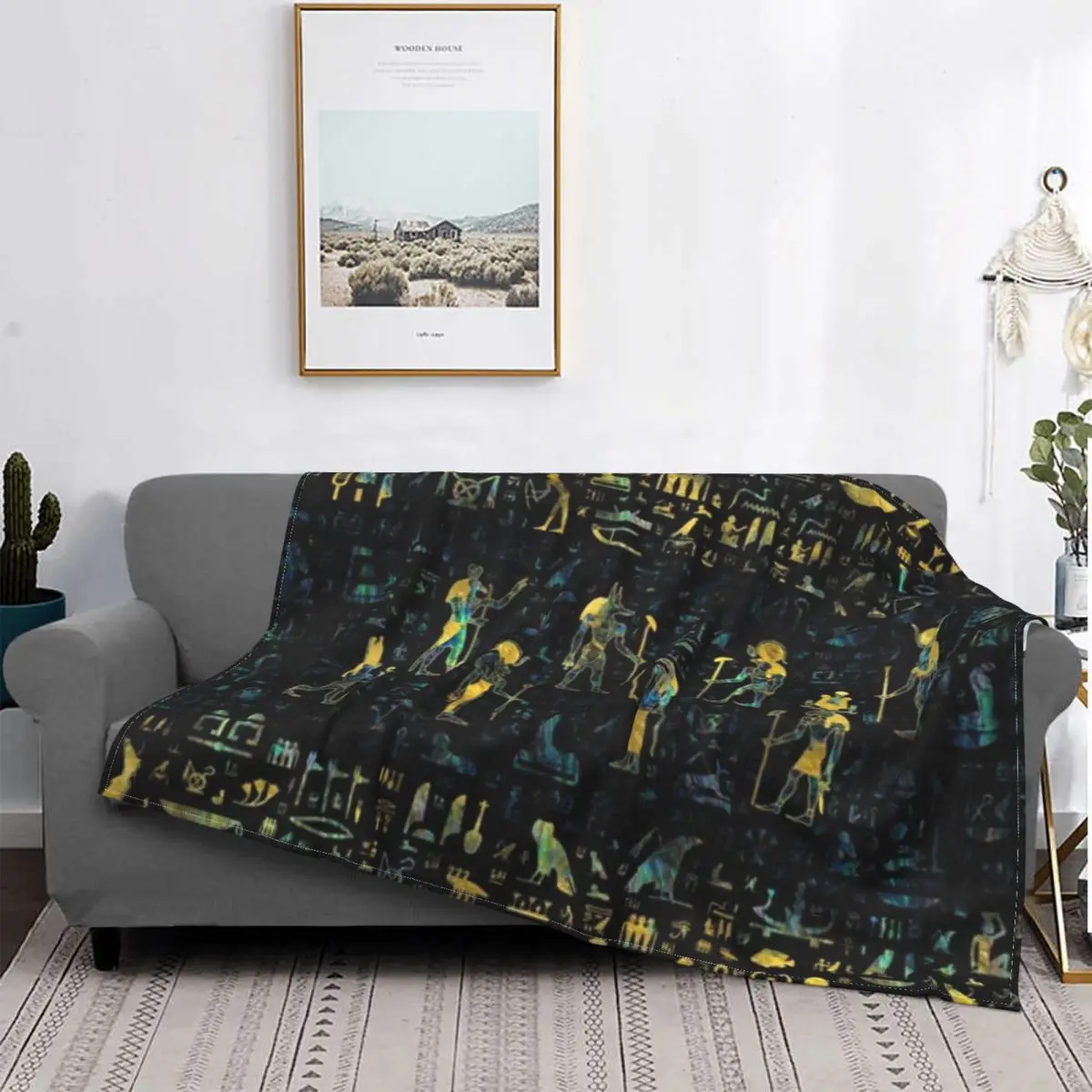 

Egyptian Gods and hieroglyphs Blanket Velvet Textile Decor Ancient Egypt Breathable Super Soft Throw Blankets for Home Couch Bed