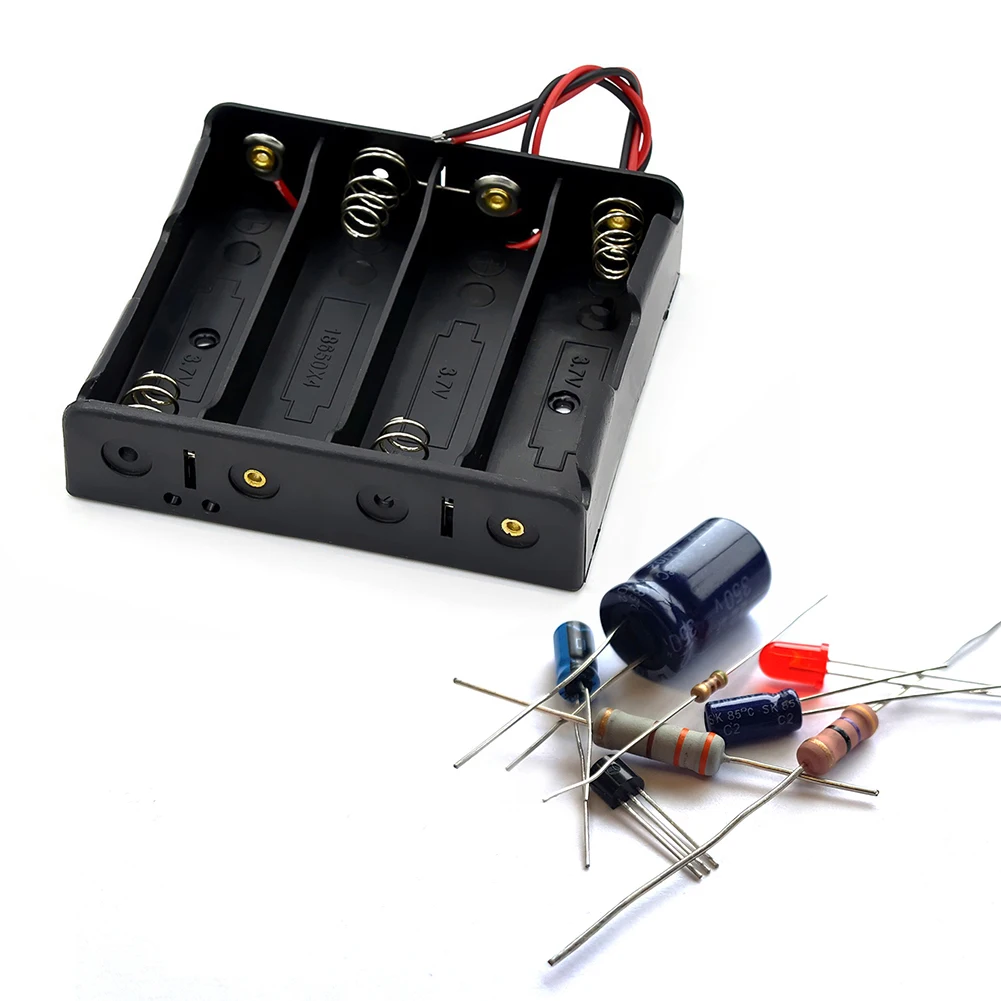 DIY 배터리 클립 거치대 용기 플라스틱 18650 거치대 박스, 18650 3.7V 배터리용 와이어 리드 포함, 1 2 3 4 슬롯