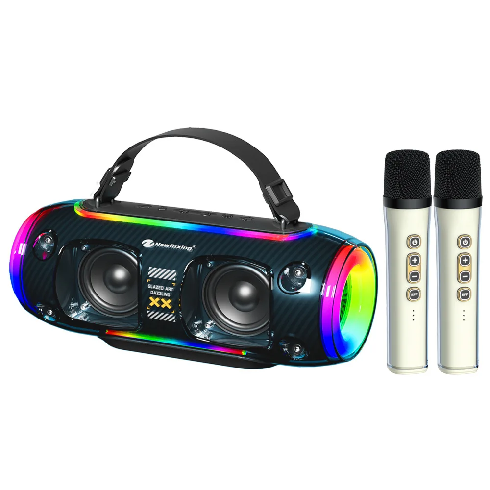 

Transparent RGB Dazzling Bluetooth Speaker Karaoke Wireless Microphone Integrated Household KTV Handheld Subwoofer Caixa De Som
