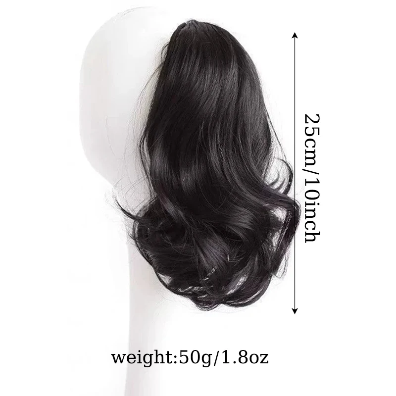 10inch Synthetic Wavy Hair Ponytail Wig Claw Clip Hairpiece Wavy Ponytail Extensions with Crab Hair Clips for Women Daily Use