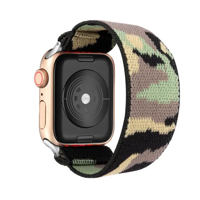Elastic Scrunchie Strap Band for Apple Watch 7 5 6 4 8mm 40mm 42mm 44mm Women Bracelet for iwatch series 7 6 se 5 4 45mm 41mm camouflag