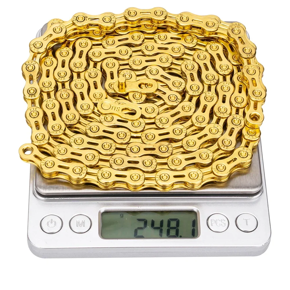アクセサリー POTER BICYCLE CHAIN LONG GOLD ZTTO 11 Speed Chain MTB Road Bike 11s 22s 33s Chain High