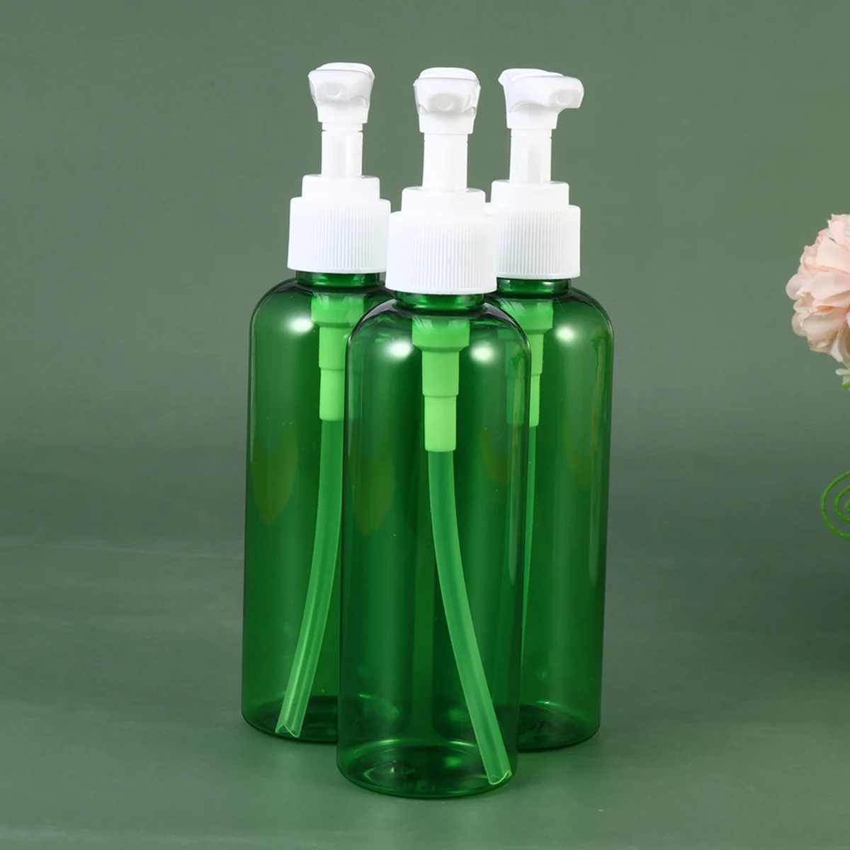 10pcs 100ml Dispenser Bottles Clear Pump Refillable Empty Bottles for Lotions Hand Dispensers Bath Green