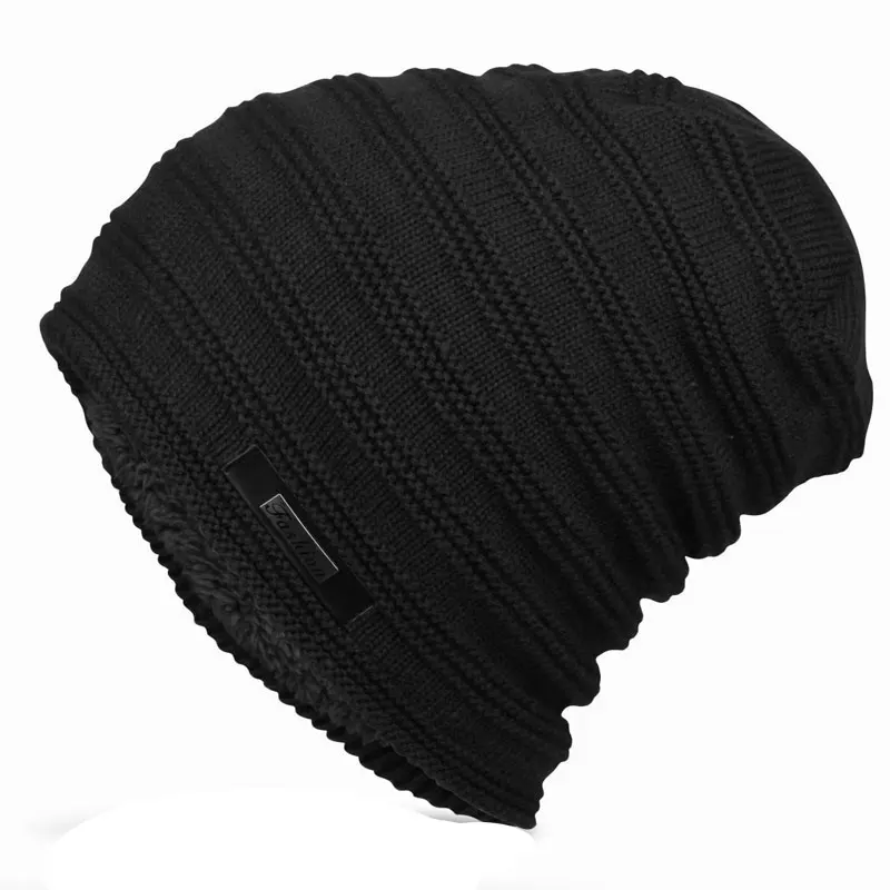 Knitted Winter Hats Baggy Beanie Fleece 