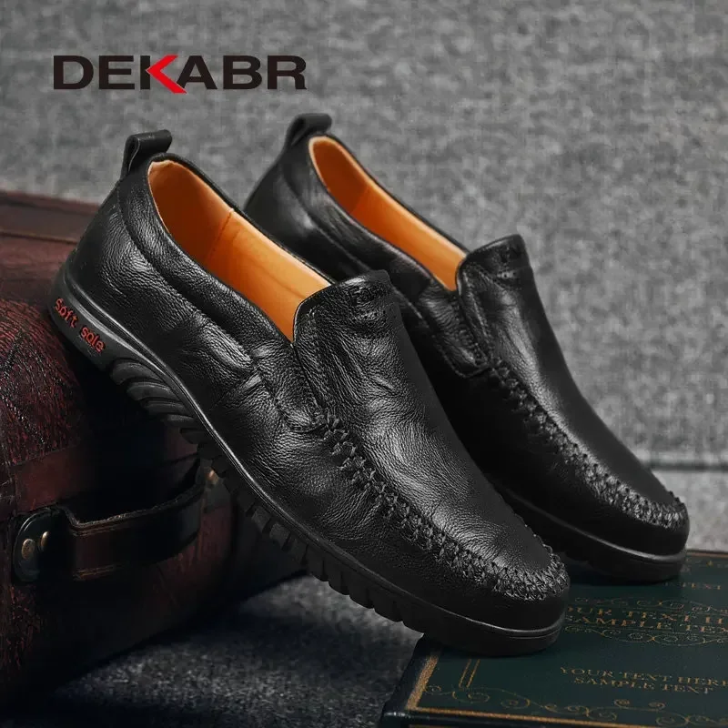 DEKABR Brand Men Genuine Leather Shoes Luxury Casual Shoes Soft Men Loafers Breathable Slip On Driving Men Shoes Plus Size 47 5