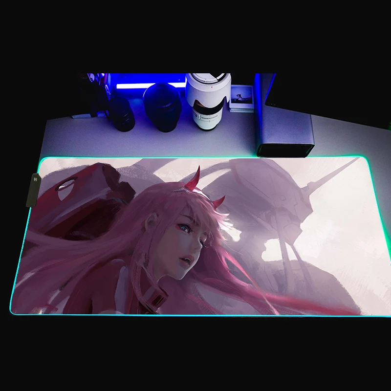 

Большой игровой коврик для мыши Zero Two Darling In The Franxx, розовый, RGB, размер XXL, аниме Kawaii Girl, резиновый коврик для мыши, компьютерная клавиатура, Настольный коврик
