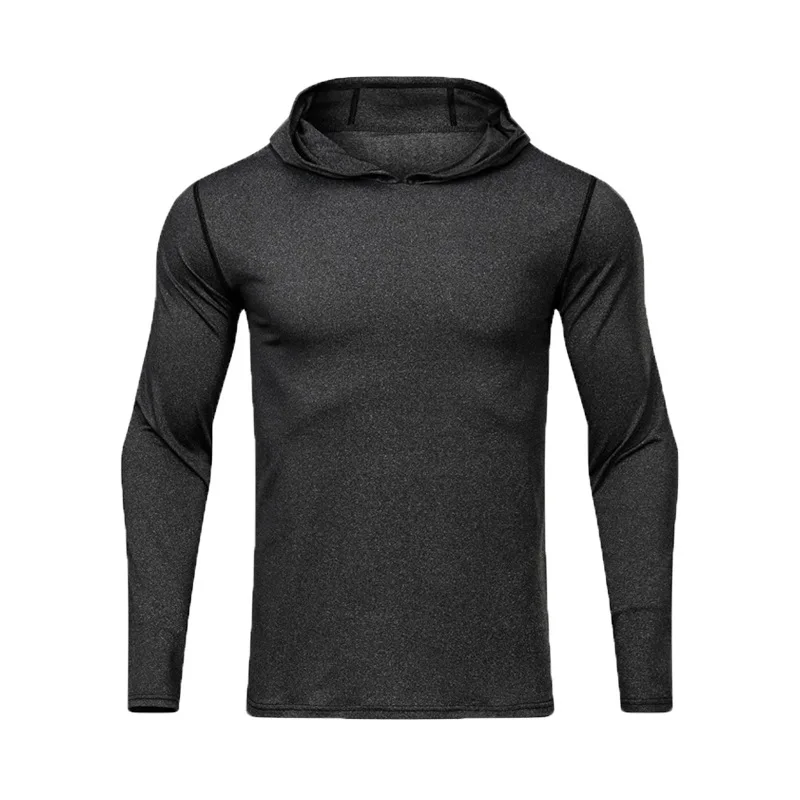 Autumn And Winter Fitness Clothes Men's Long Sleeve Training Running Sportswear Outdoor Hooded Quick-drying Clothes