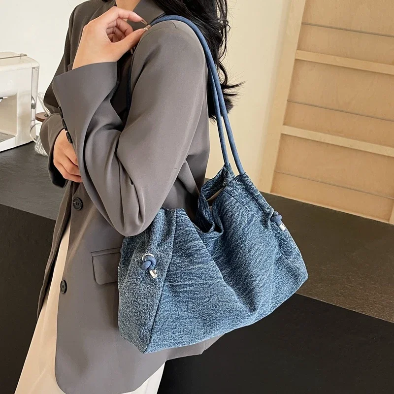Denim Women's Bag New Jeans Eco Bag Korean Messenger Bag Y2K Shoulder Bag Shopping Vintage Tote Handbag Quilted Sling Bag Ladies