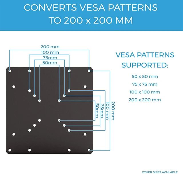 Mount-It! VESA Mount Adapter Plate Conversion Kit  Convert VESA 75x75,  100x100 to 200x200, 200x100 mm Patterns 