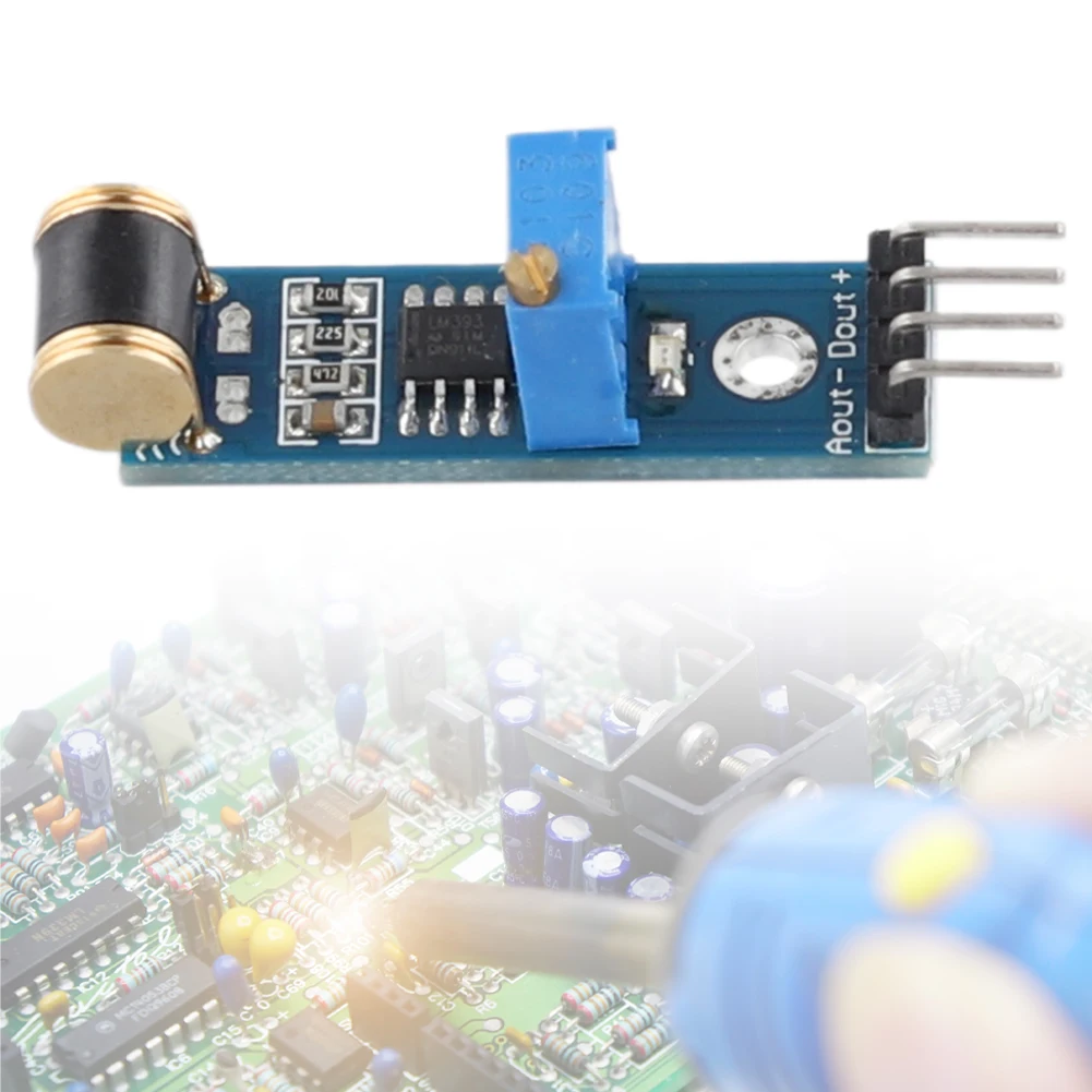 801S 진동 센서 스위치 알람 모듈, 감도 조절 가능, 아날로그 출력 진동 센서, LM393 DC 5V 4 핀, Arduino