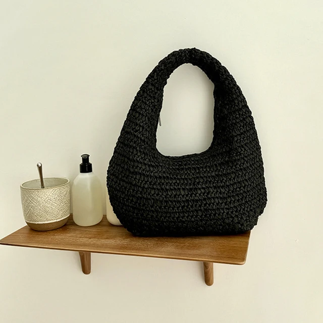 Half Moon Straw Cloud Bag