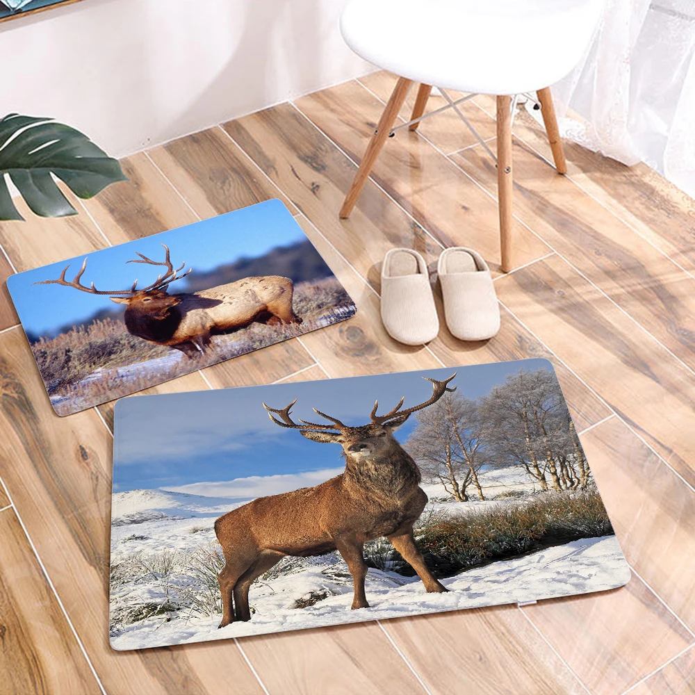 

Fashion Deer Floor Door Mat Non-Slip Decor Wild Animal Doormat Flannel Carpet for Children Room Bedroom 40*60cm Rugs