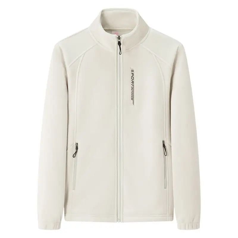 하라주쿠 스트릿웨어 플리스 재킷 솔리드 컬러 캐주얼 루즈핏 풀 지퍼 코트, 힙합 봄 패션 루즈핏 클라이밍 따뜻한 상의