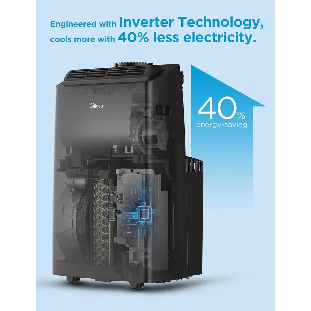 Duo 14,000 BTU (12,000 BTU SACC) High Efficiency Inverter Ultra Quiet Portable Air Conditioner,with Heat up to 550 Sq