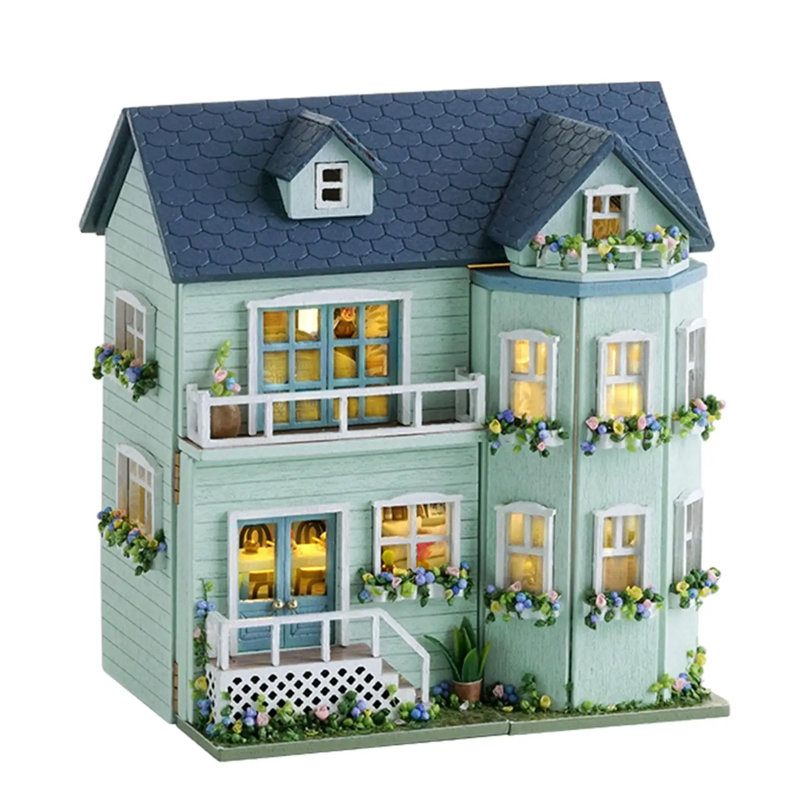 DIY Doll Houses with Furniture Light Ornaments Dollhouse Miniature with Furniture Kits 3D Wooden Puzzle Valentine`s Gift