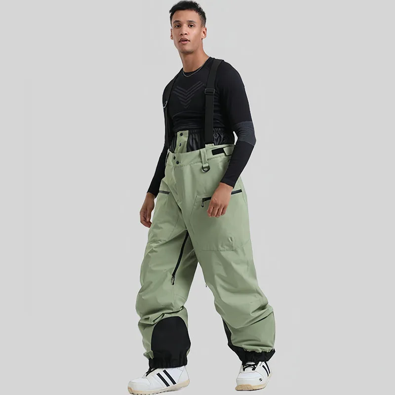 Skiing Pants Men Women Outdoor Winter Thickening Warm Skiing Strap Overalls Snow Waterproof Windproof Snowboard Trousers