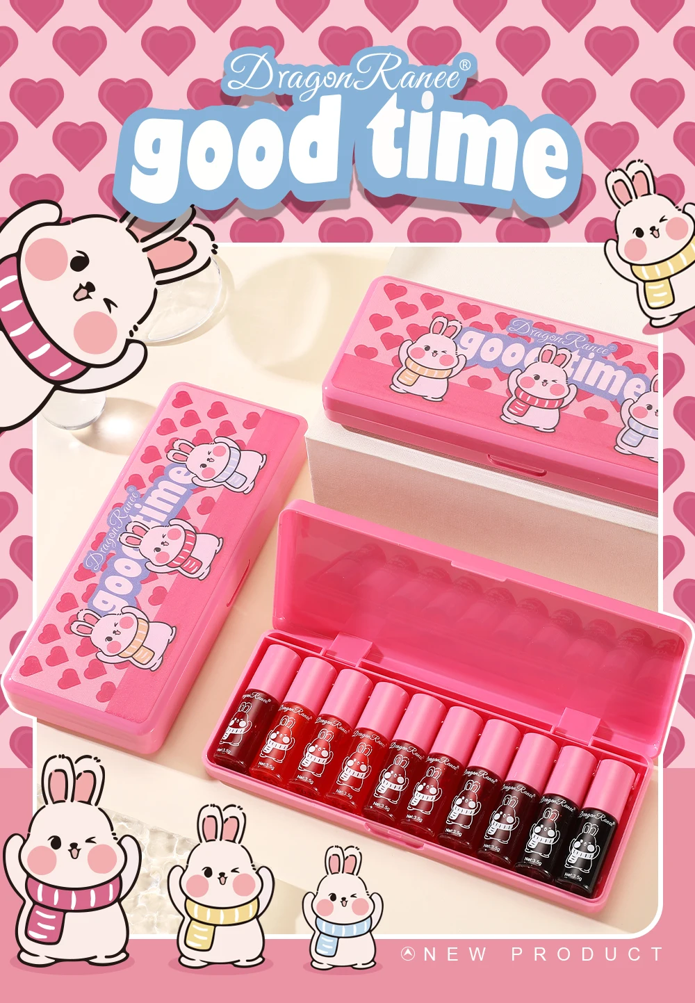 Description Picture 2 of itemTen Lip Glaze Set, Mirror Water Gloss, Rich, Whitening, Complexion Lipstick, Moisturizing, Non-Stick, Long-Lasting Lip Glaze