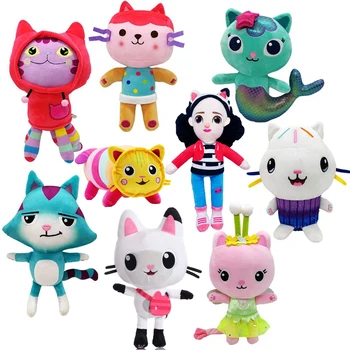 Hot Gabby Dollhouse Plush Toy Mercat Cartoon Stuffed Animals Smiling Cat Car Cat Hug Gaby Girl Dolls Kids Birthday Gifts
