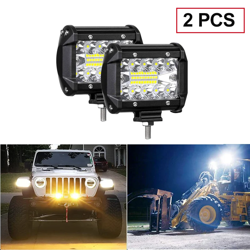 

60W LED Work Light Bars 4Inch Spotlight Waterproof Driving Fog Light Flood Beams Combo Lamp for Off Road Truck SUV Boat 12V 24V