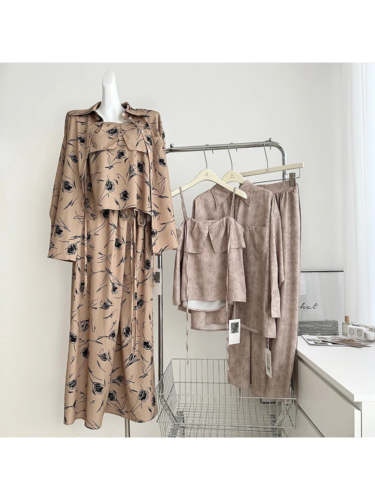 

Women Khaki Pants Suits Vintage High Waist Baggy Pants and Sleeveless Crop Top Casual Elegant Vintage 90s Y2k 2000s Clothes 2023