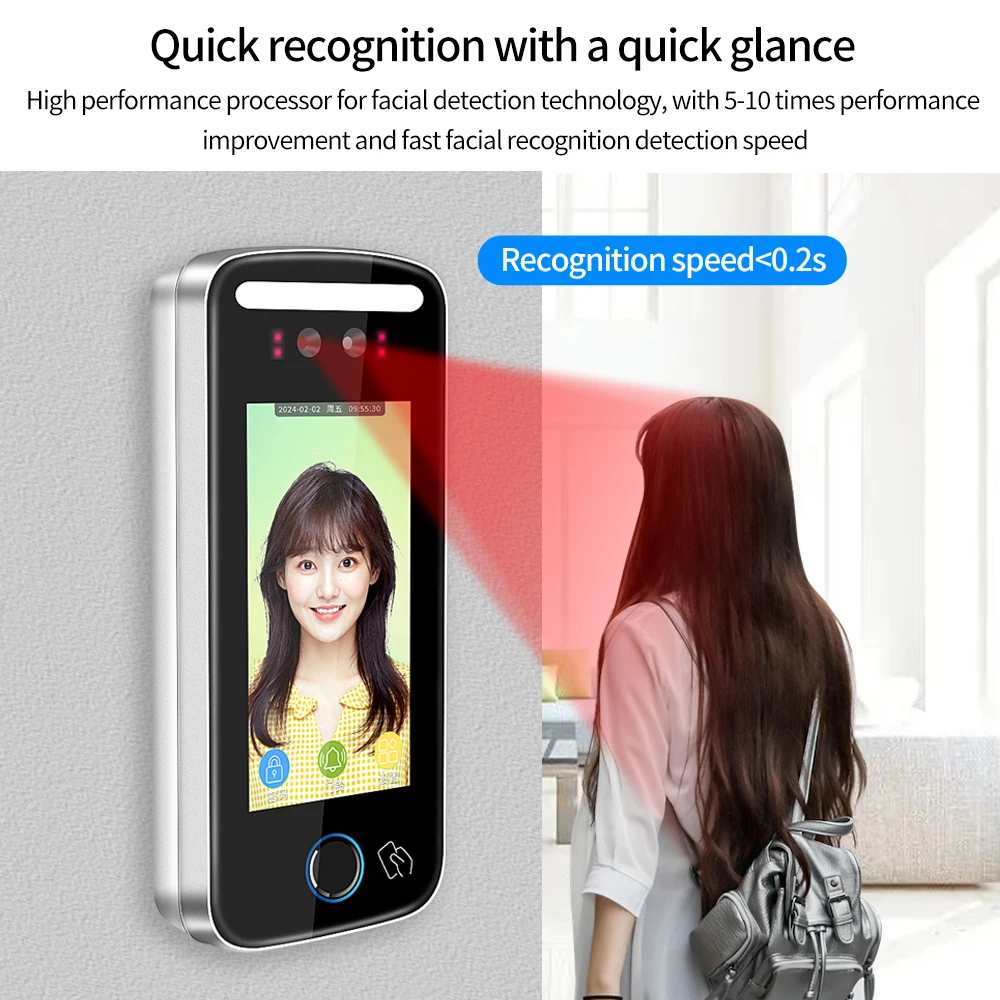 5 inch Tuya WIFI Facial Recognition USB TCP/IP Time Attendance Device 5000 AI Face Dynamic RFID 125KHz Access control System face recognition access control system