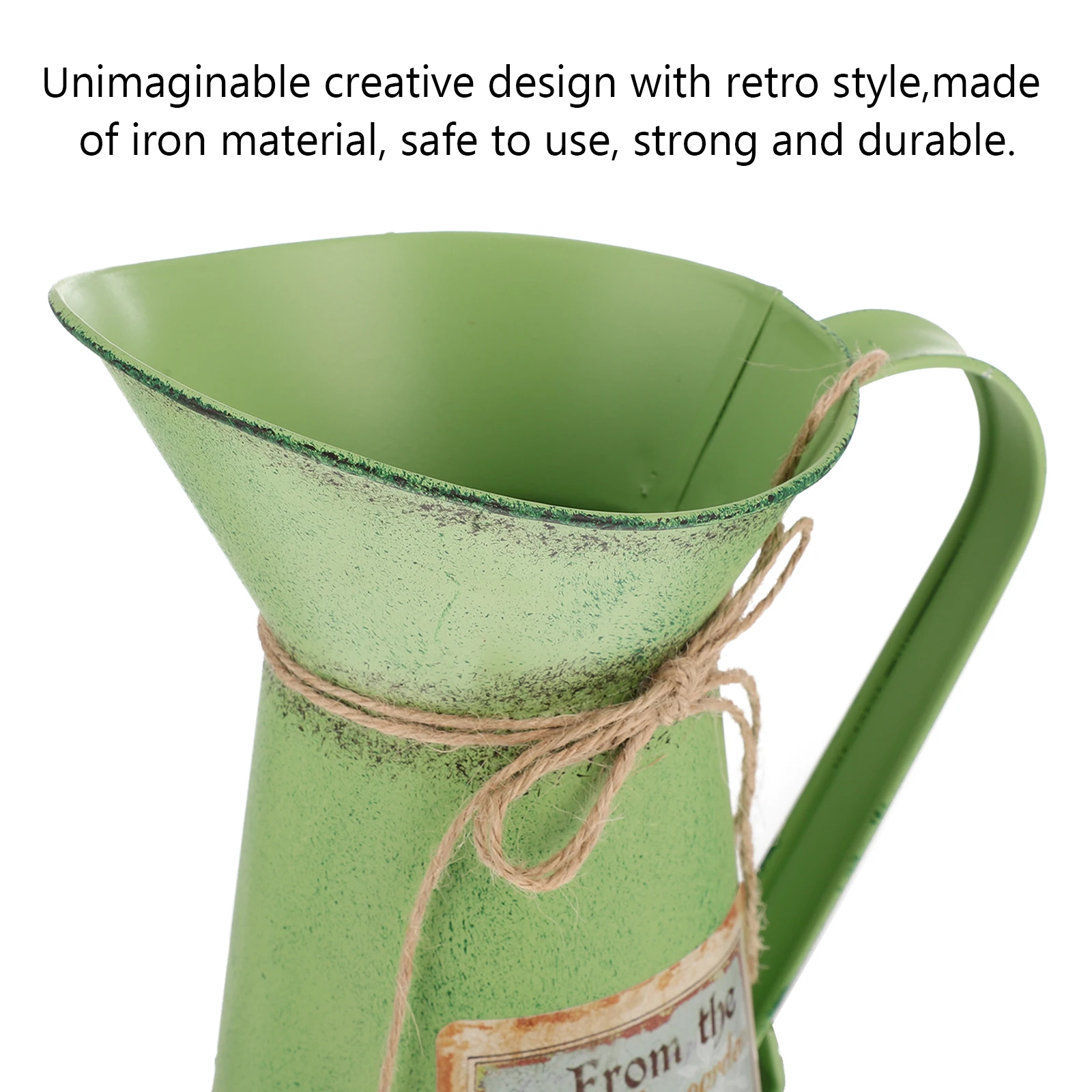 Rustic Metal Flower Vase Vintage Farmhouse Jug Vase Handle Galvanized Milk Jug Pitcher Retro Watering Can Flower Arrangement 5