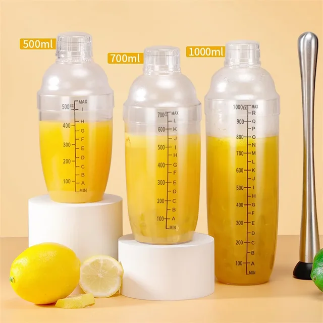 350/500/700/1000ml PC resin Cocktail Shaker Home Bar Utensil Martini Hand Shaker Cup with Scales Milk Wine Drink Shaker Bar Tool 2