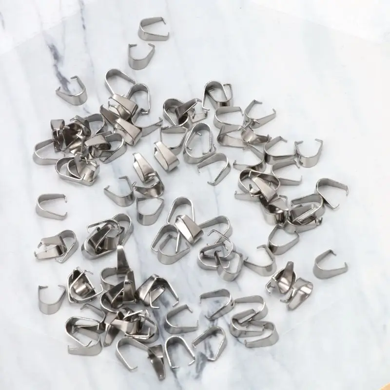 

60pcs Metal Silver Plated Pendant Pinch Bail Clasps Necklace Hooks Clips Connector DIY Jewelry Making Findings