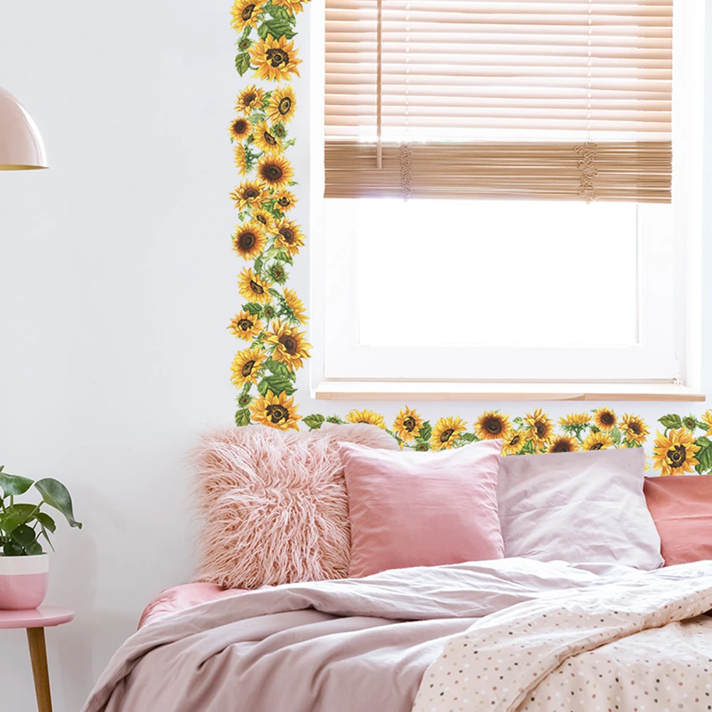 

Sunflower Skirting Wall Stickers DIY Bedroom Living Room Wall Stickers PVC Decal Mural Home Kindergarten Arts Poster Decoration