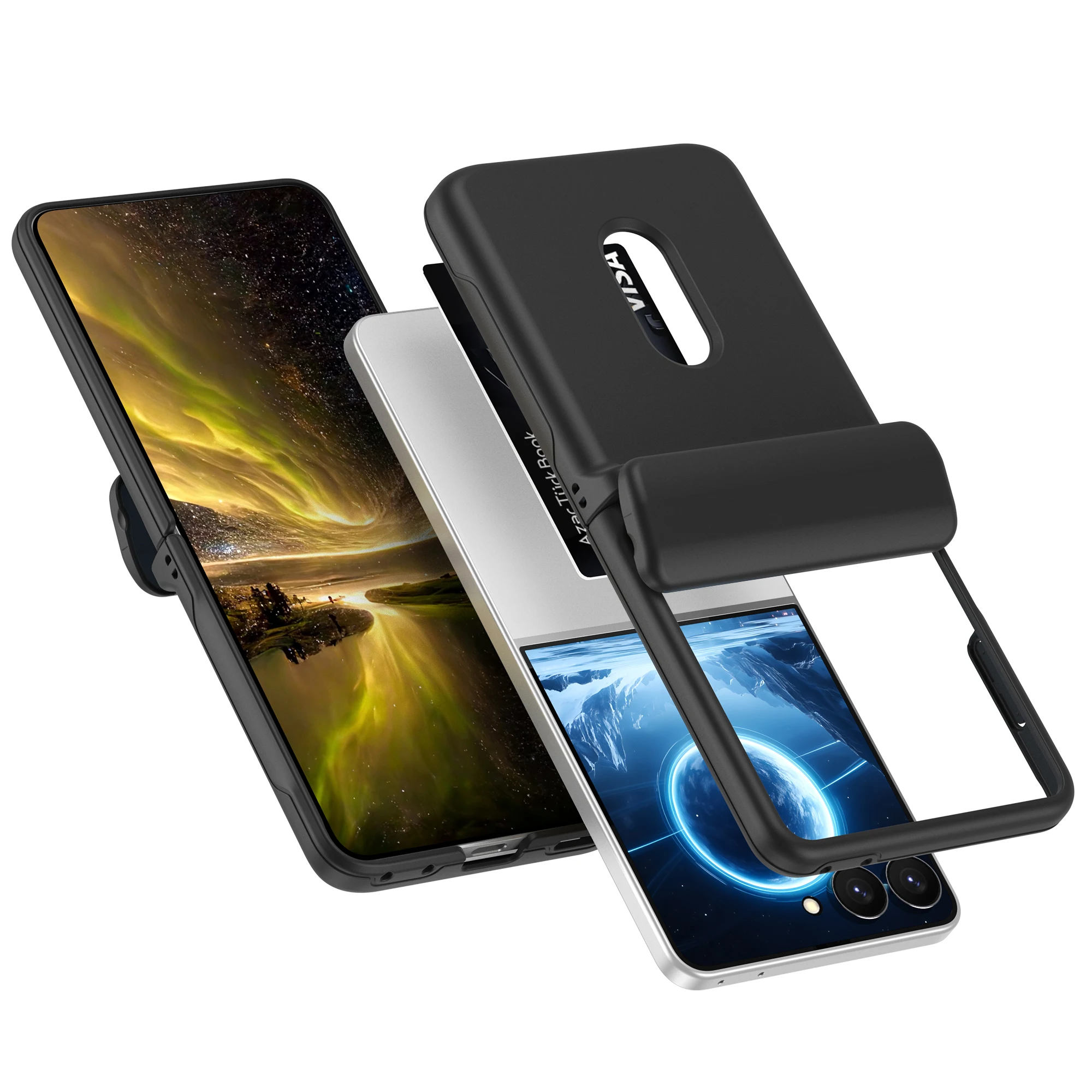 Enhanced Anti-Drop Shockproof Protective Phone Case with Card Holder and Hinge Full-Pack Design