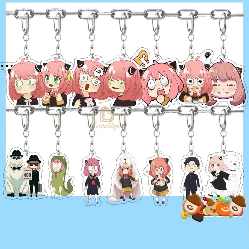 오리지널 애니메이션 SPY×FAMILY 아크릴 키 체인, 아냐 포그 만화 캐릭터 가방 액세서리, 학교 펜던트 