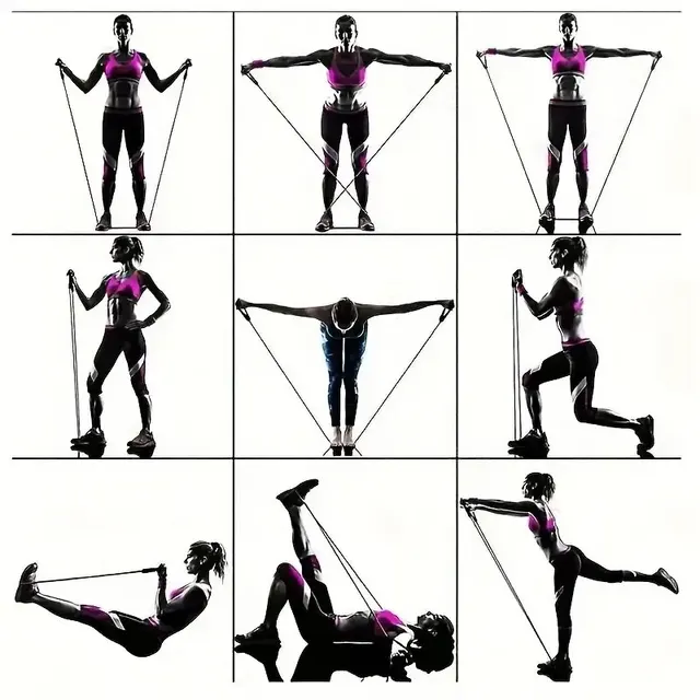 11pcs TPE Resistance Band Set Fitness Band Pull Rope Elastic Training Band With Door Anchor Handles Carry Bag Legs Ankle Straps 5